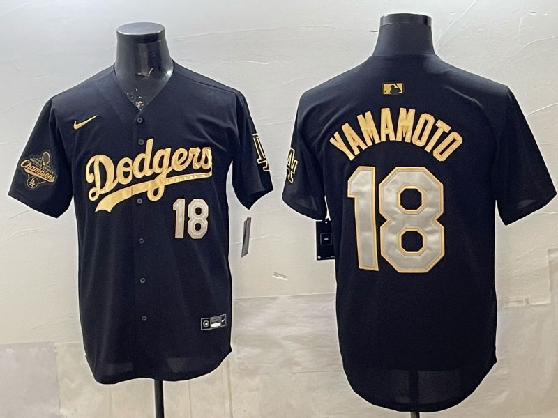 Men 2026 Nike Los Angeles Dodgers #18 Yamamoto Black Game MLB Jersey 028->los angeles dodgers->MLB Jersey
